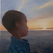 Beach Portrait, 24x24, Oil on Canvas