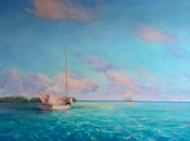 Shallow Mooring, 30x40 Oil on Canvas