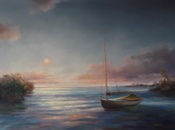 Moonlight Mooring 18x24 Oil on Artist Panel